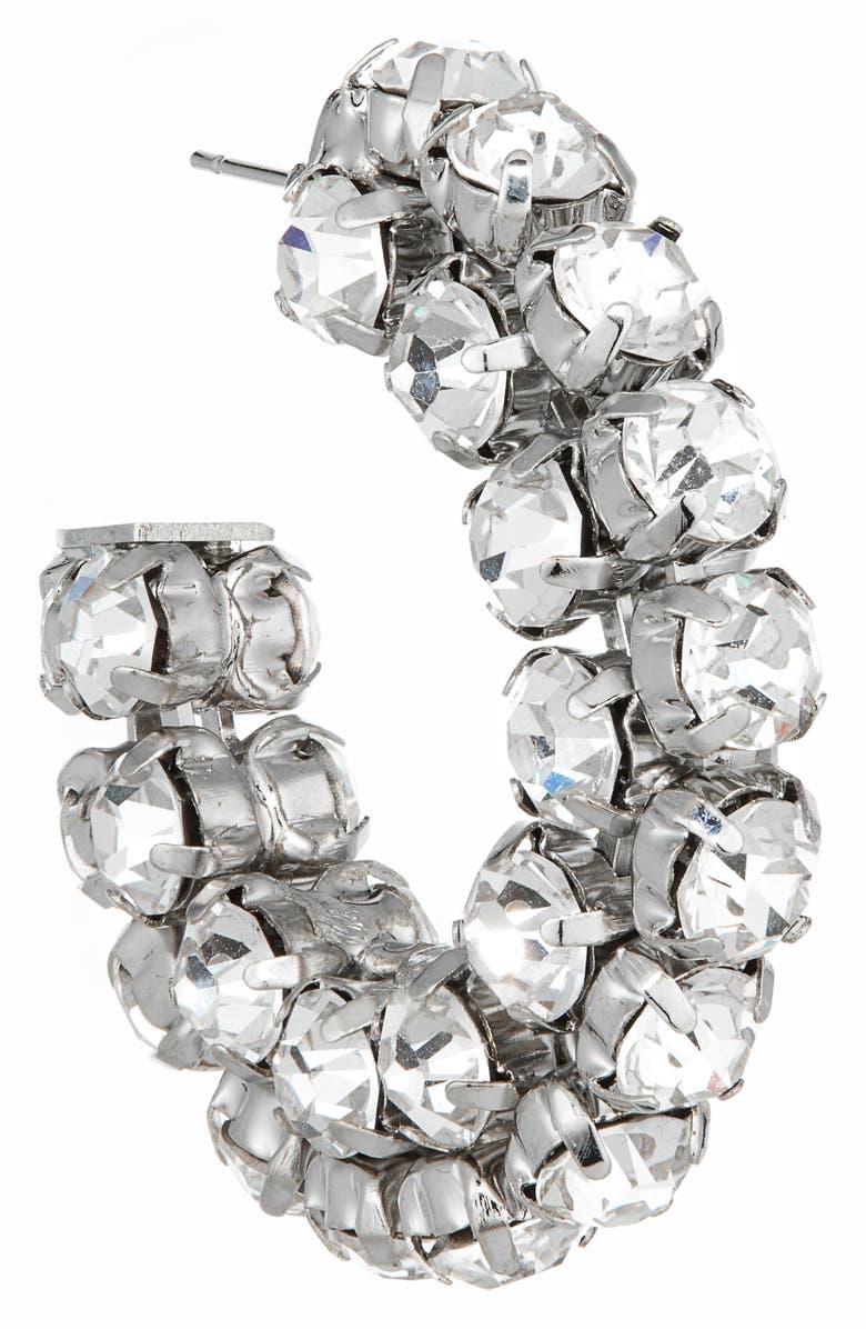 Area Crystal Hoop Earrings, Alternate, color, Silver