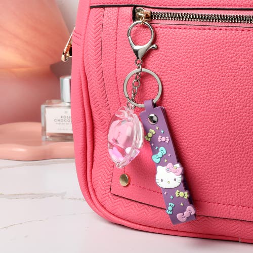 Hello Kitty Acrylic Liquid Heart Keychain In Purple