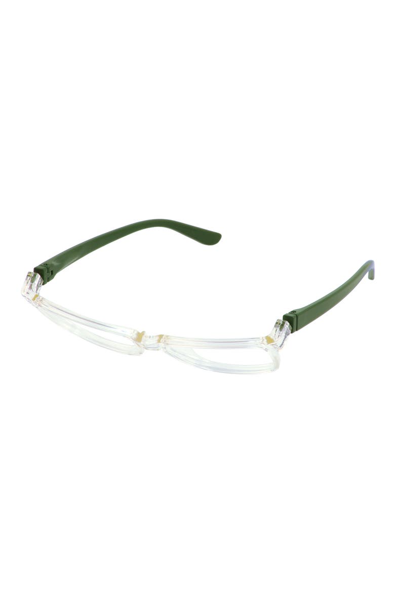 The Erin 47mm Reading Glasses, Alternate, color, CRYSTAL ICE/ FOREST GREEN
