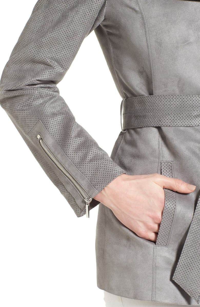 Laundry by Shelli Segal Belted Faux Suede Jacket, Alternate, color, 