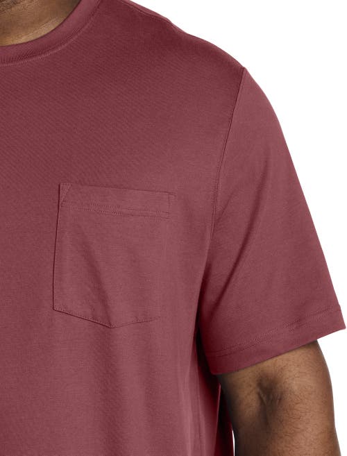 Harbor Bay By Dxl Big & Tall Moisture-wicking Pocket T-shirt In Burgundy