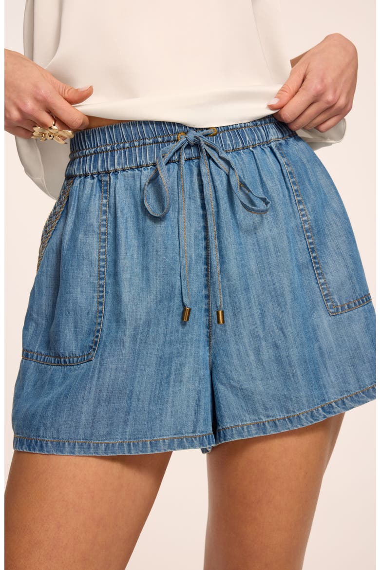 Annalise High Waist Chambray Shorts, Alternate, color, LIGHT CHAMBRAY