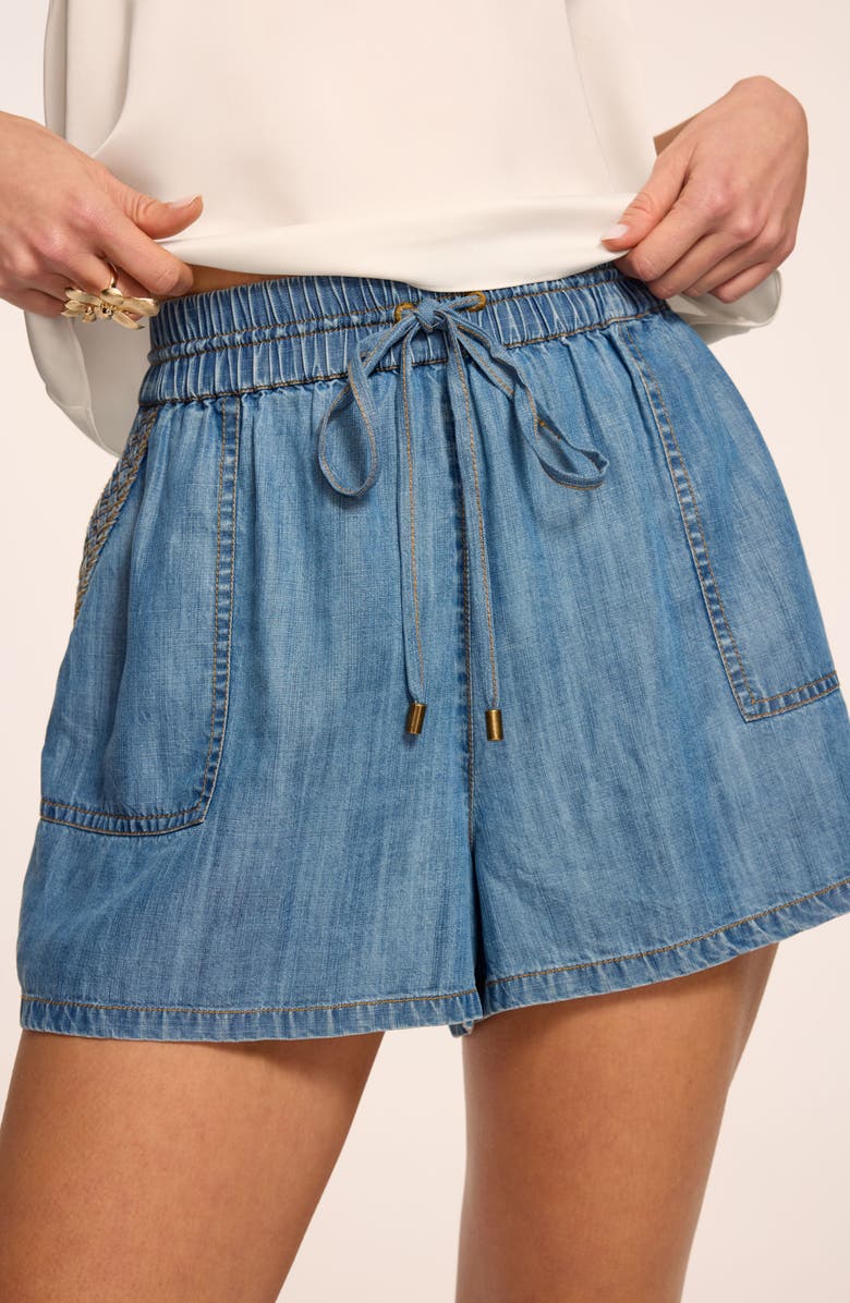Ramy Brook Annalise High Waist Chambray Shorts, Alternate, color, Light Chambray