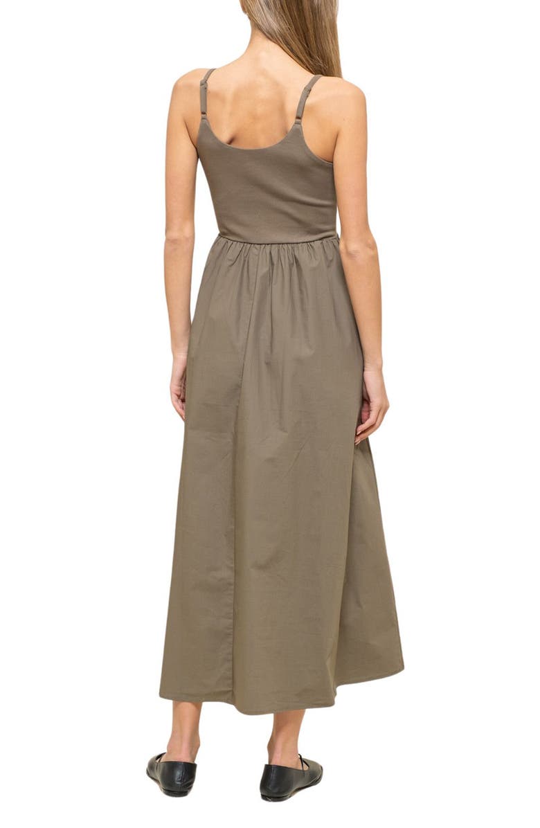 Blu Pepper Mixed Media Midi Dress, Alternate, color, Olive