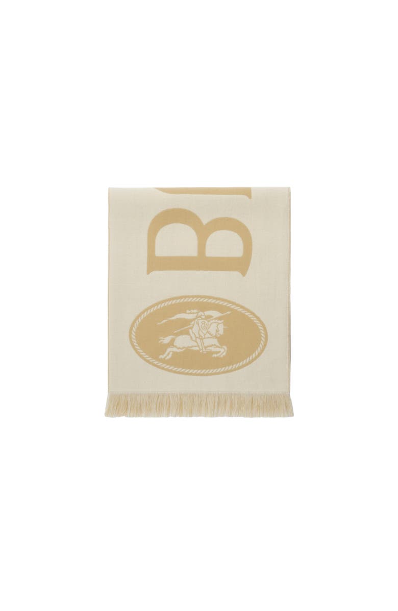 Burberry Logo Wool Scarf, Alternate, color, Sand Beige