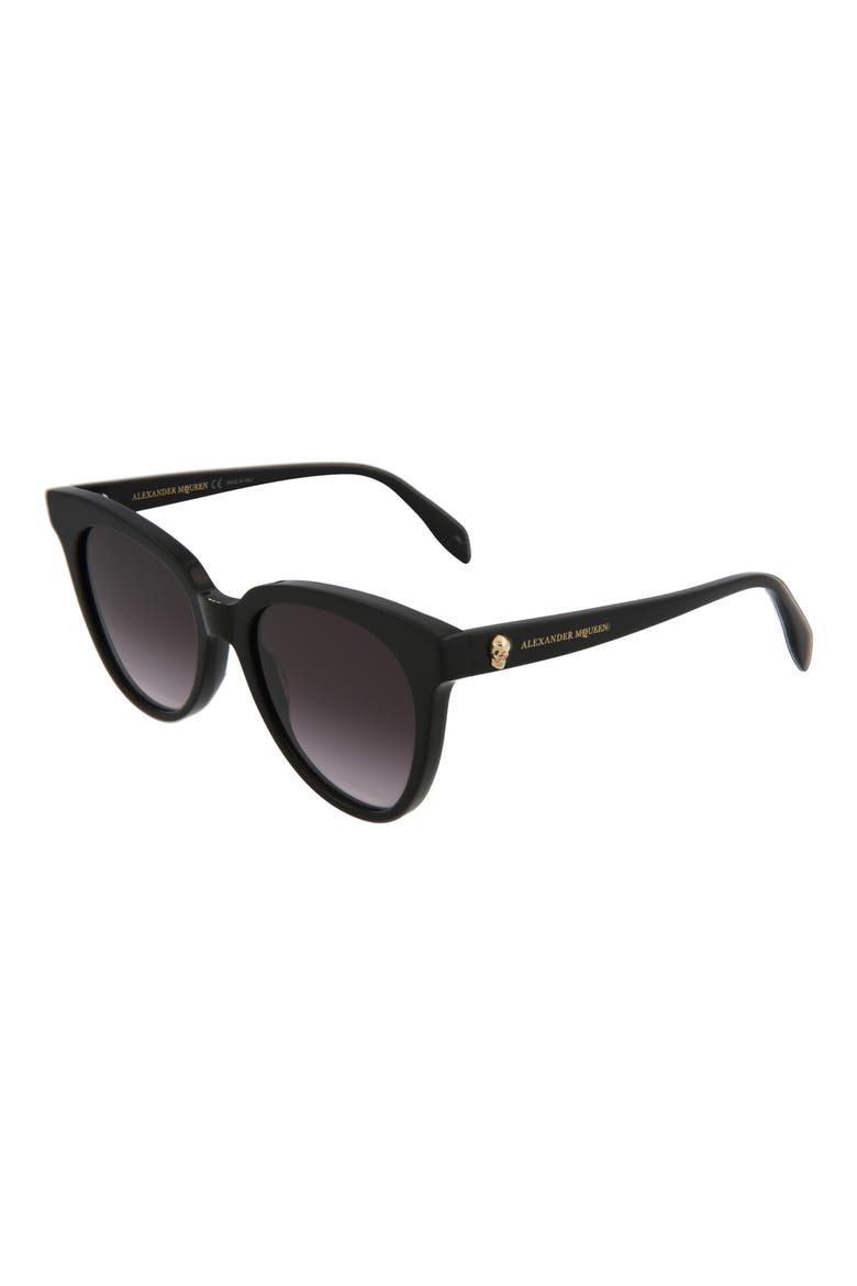 Alexander McQueen 53mm Cat Eye Sunglasses, Alternate, color, BLACK