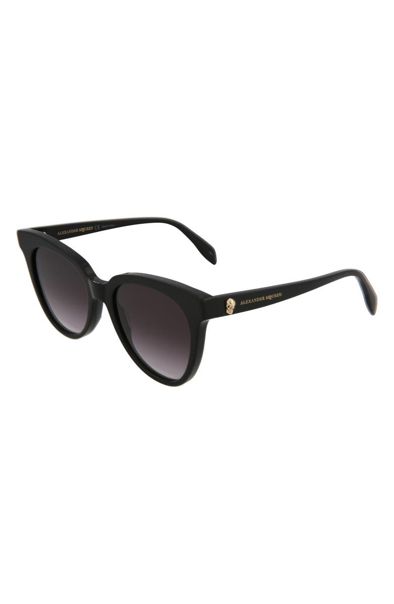 McQueen Alexander McQueen 53mm Cat Eye Sunglasses, Alternate, color, Black