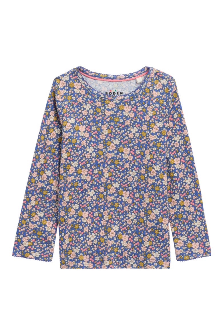 Kids' Pointelle Knit Long Sleeve Top, Main, color, DELFT FLORAL