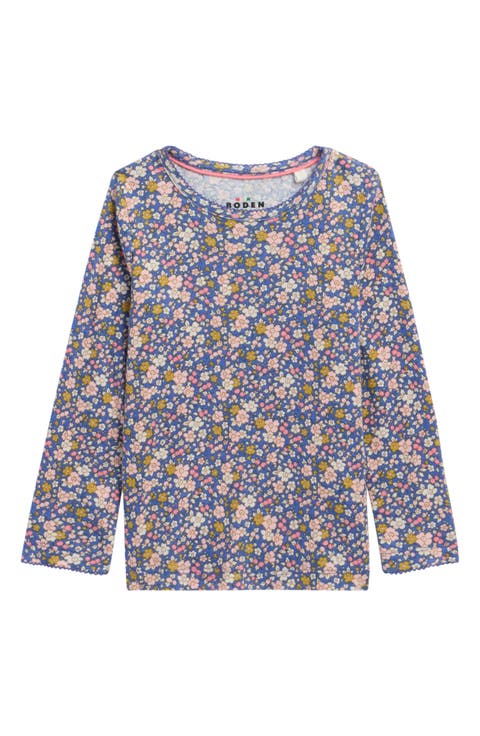 Kids' Pointelle Knit Long Sleeve Top