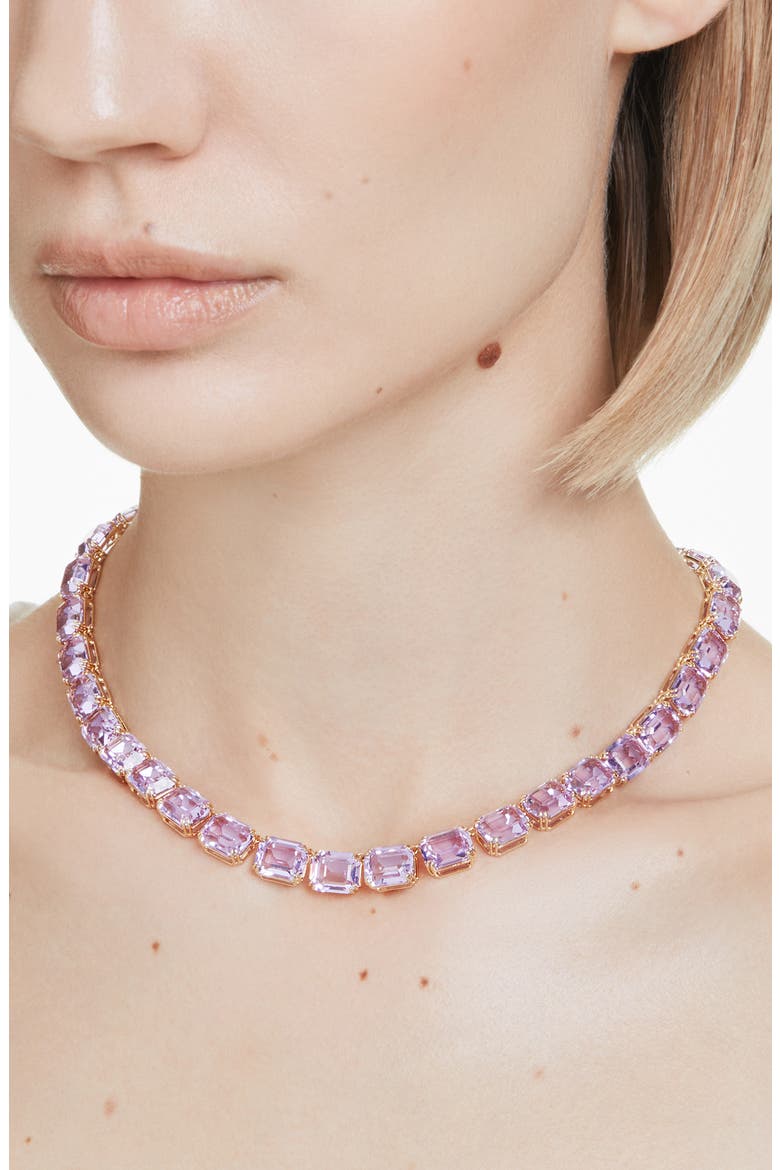 Millenia Crystal Tennis Necklace, Alternate, color, PURPLE