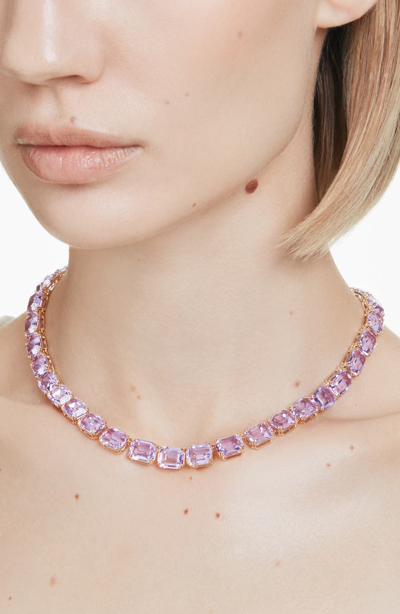 Swarovski Millenia Crystal Tennis Necklace, Alternate, color, Purple