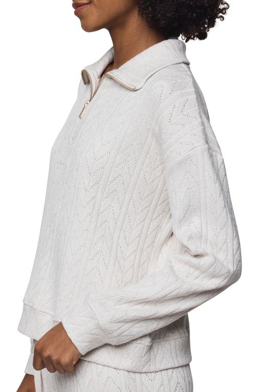 Splendid Pointelle Half Zip Pullover In White