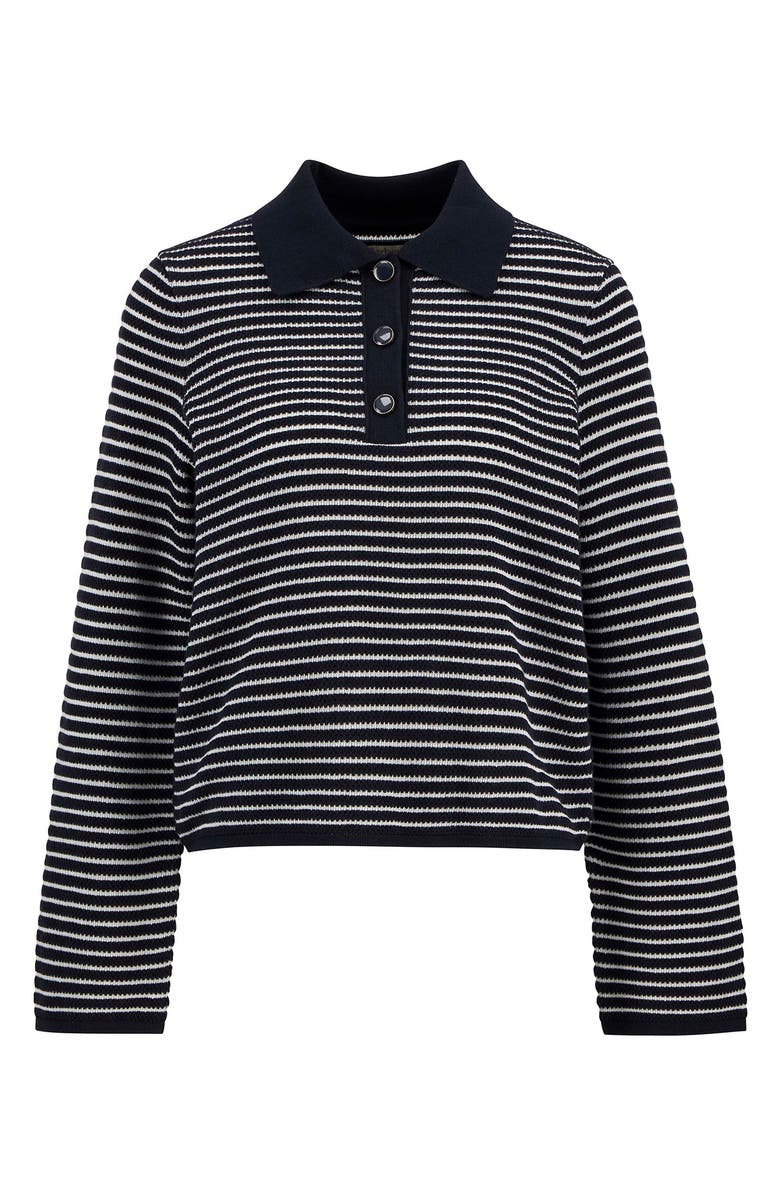 Barbour Inez Stripe Polo Sweater, Alternate, color, Dark Navy Stripe