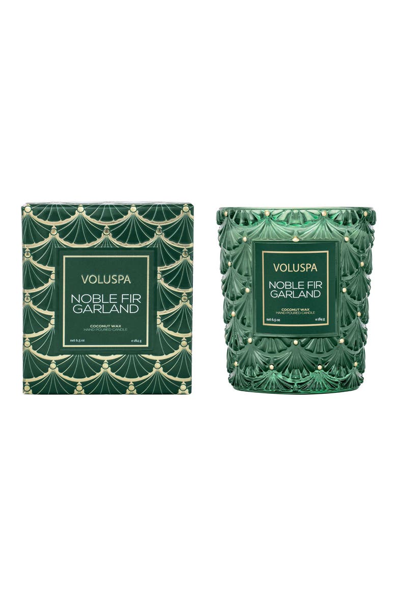 Noble Fir Garland Classic Candle, Alternate, color, GREEN