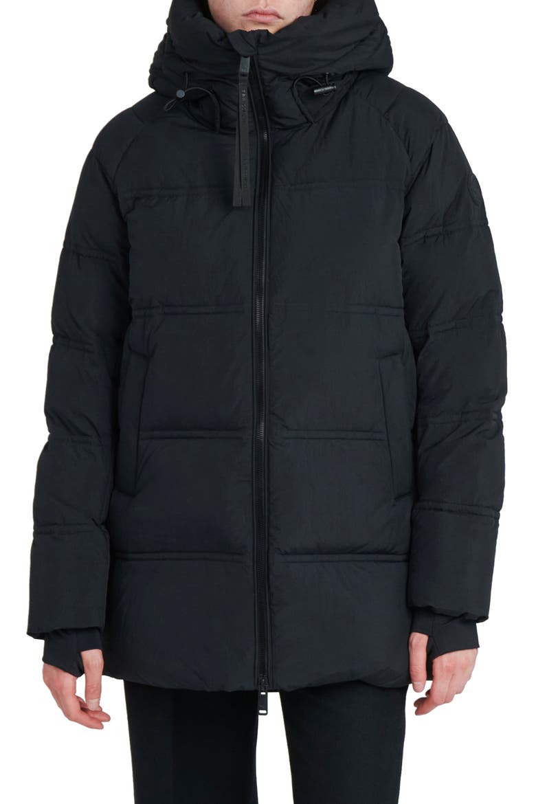Orva Water Resistant Hooded Down Puffer Jacket, Main, color, BLACK
