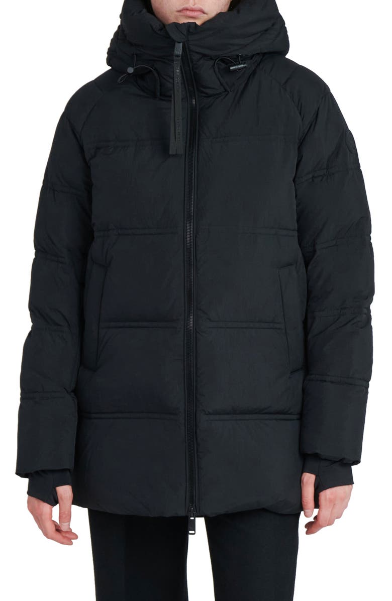 The Recycled Planet Company Orva Water Resistant Hooded Down Puffer Jacket, Main, color, Black