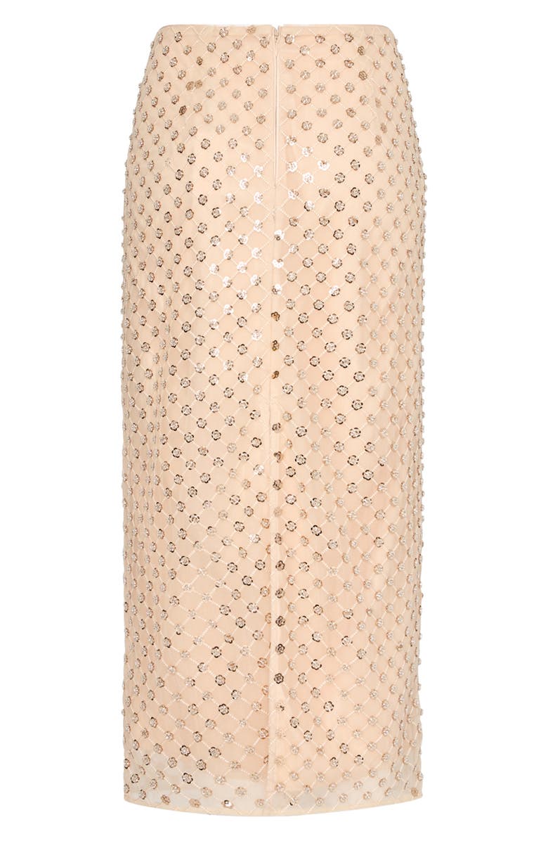 Milly Rosemary Sequin Embroidery Skirt, Alternate, color, Beige