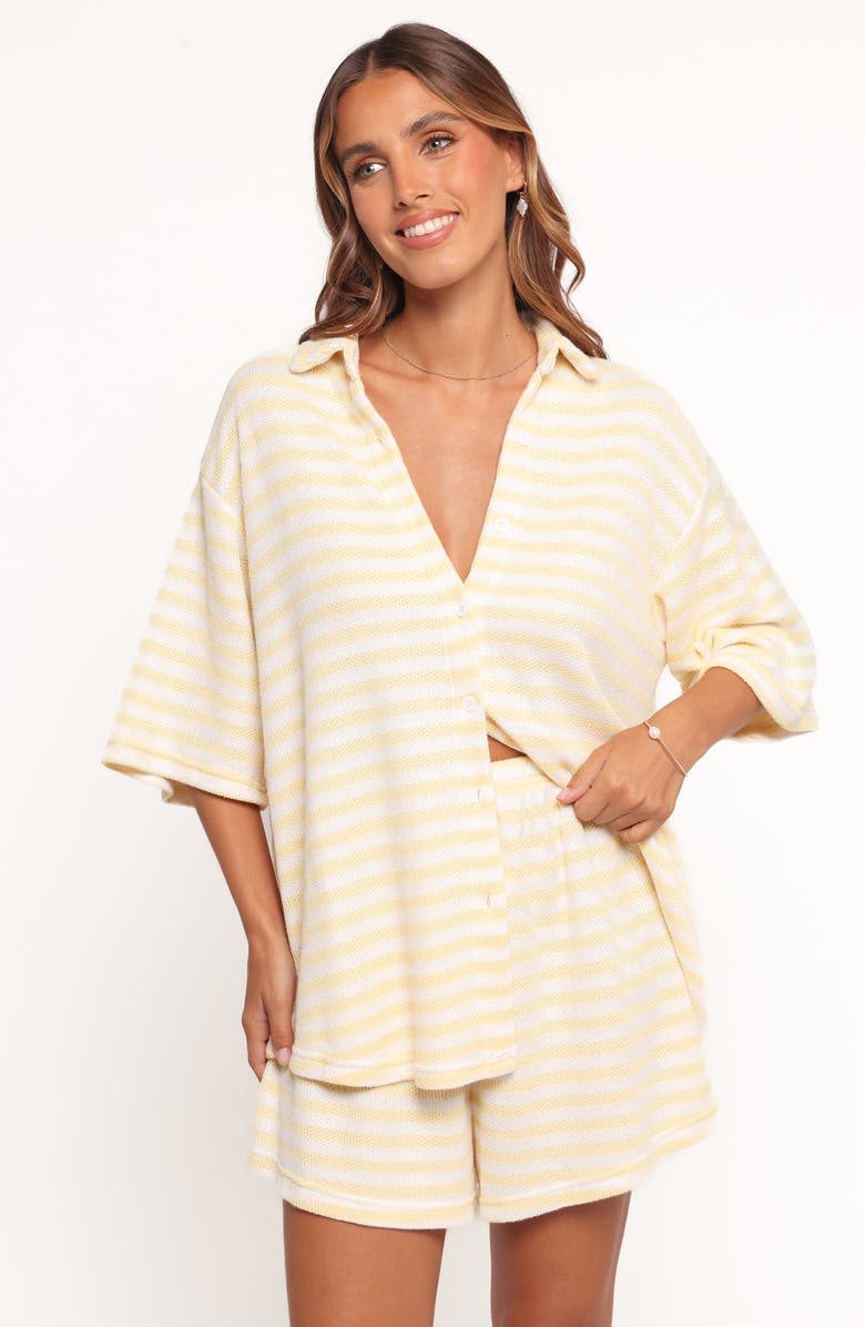 Petal & Pup Sunny Knit Shirt & Shorts Set, Alternate, color, Yellow Stripe