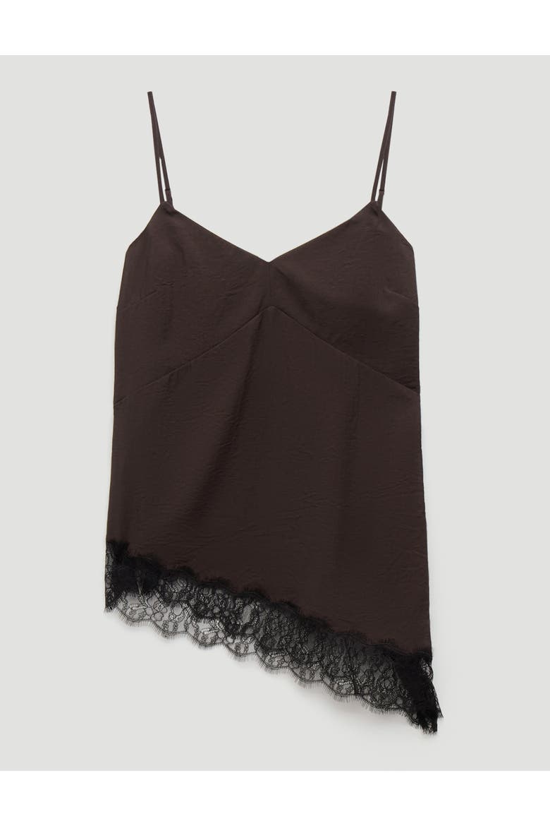 Marnie Asymmetric Lace Trim Cami Top, Alternate, color, Dark Brown