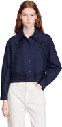 SANDRO Floral embroidered cotton shirt