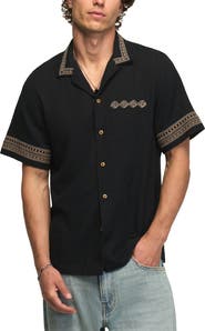 Lucky Brand Embroidered Cotton Camp Shirt