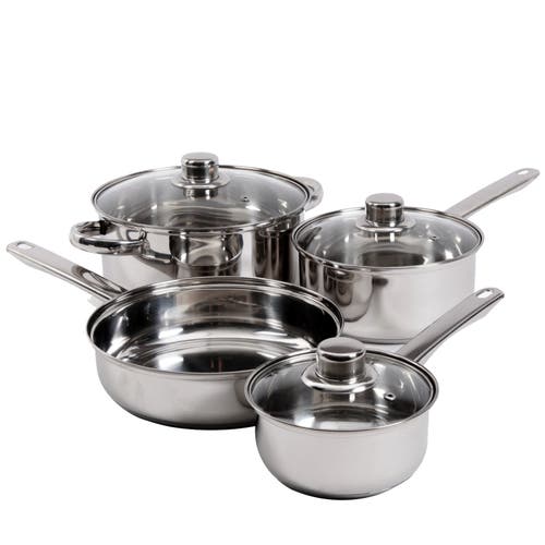 Gibson Home Gibson Home Landon 7-piece Stainless Steel Cookware Set In Silver