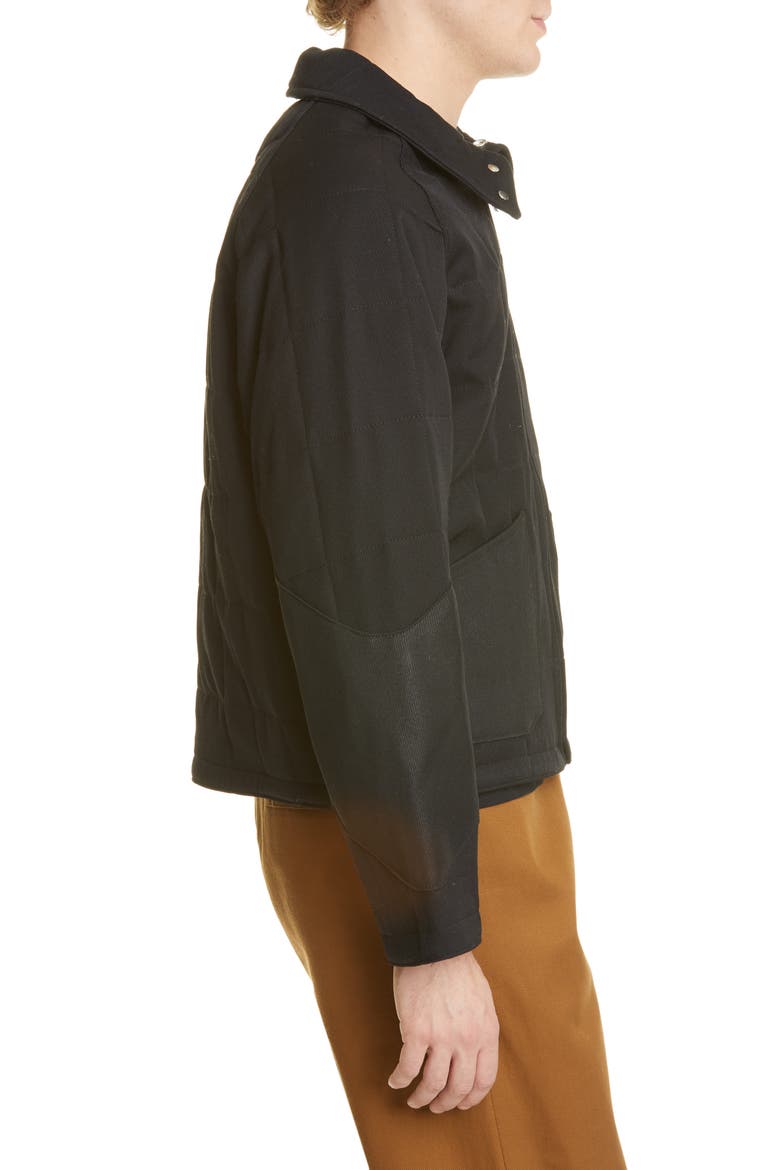 Quilted Wool Twill Jacket, Alternate, color, BLACK