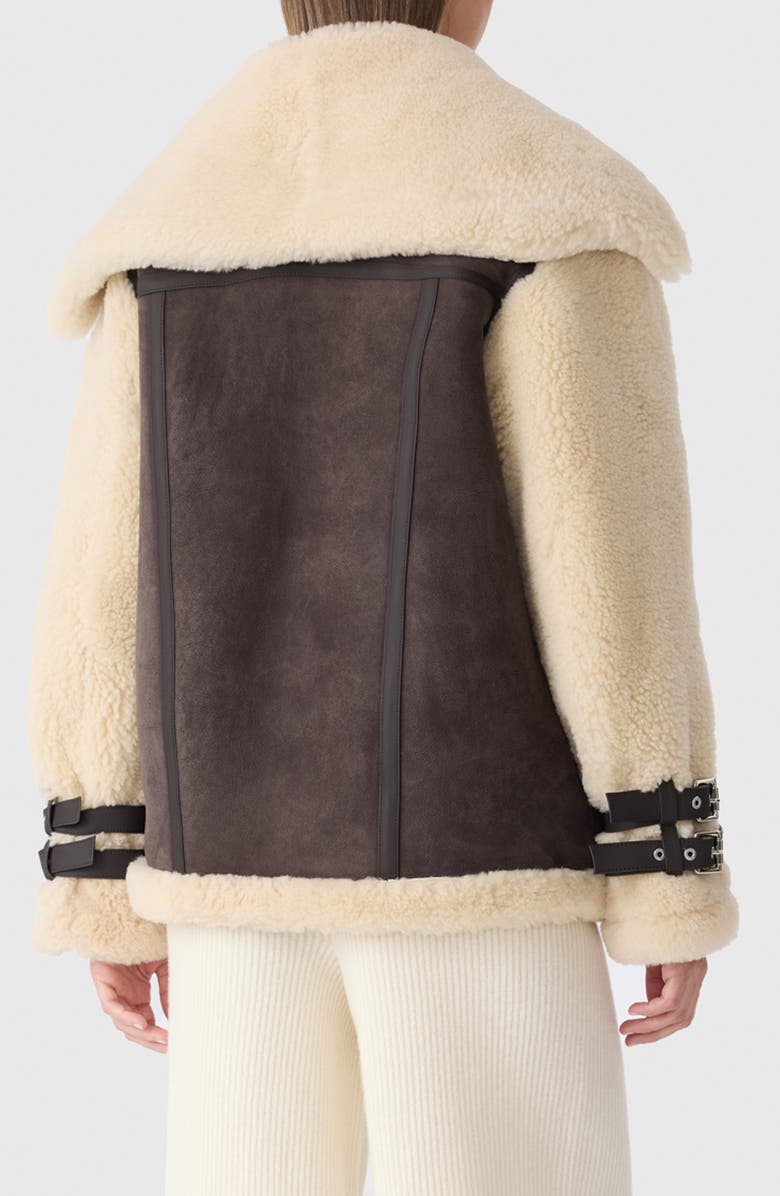 Mackage Rhoslyn Oversize Genuine Shearling Moto Jacket, Alternate, color,