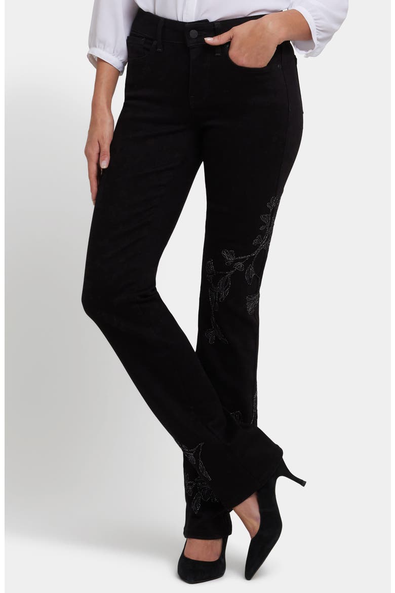 Marilyn Floral Embroidered Straight Leg Jeans, Alternate, color, BLACK RINSE