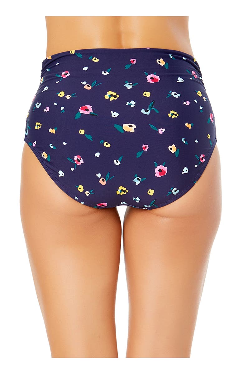 Anne Cole Women's Gradient Floral Fold Over High Waist Shirred Bikini Swim Bottoms, Alternate, color, Multicolored