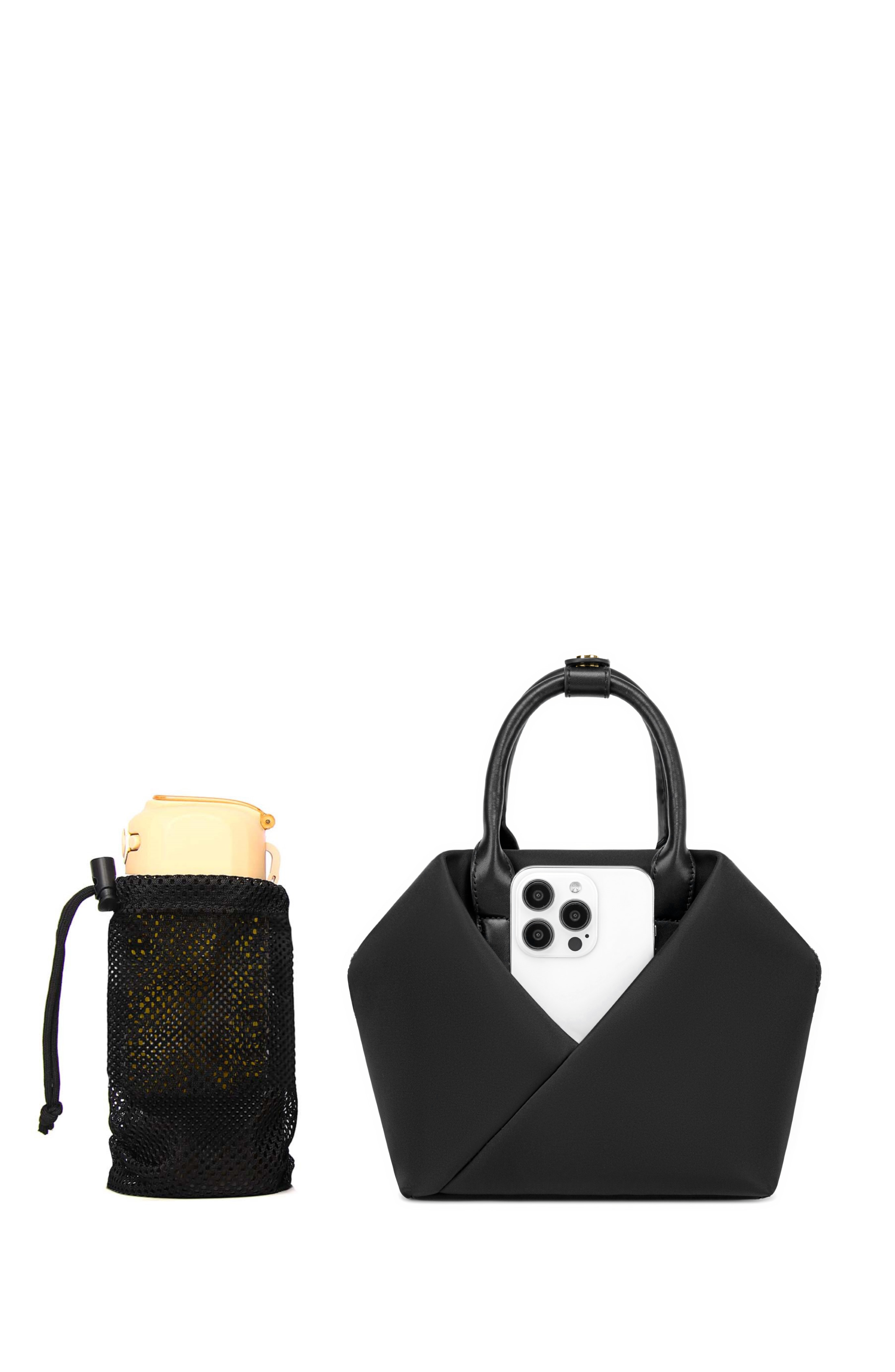 Lux and Nyx Small Origami Crossbody Tote and Handbag For Women, Alternate, color, Black + Gold