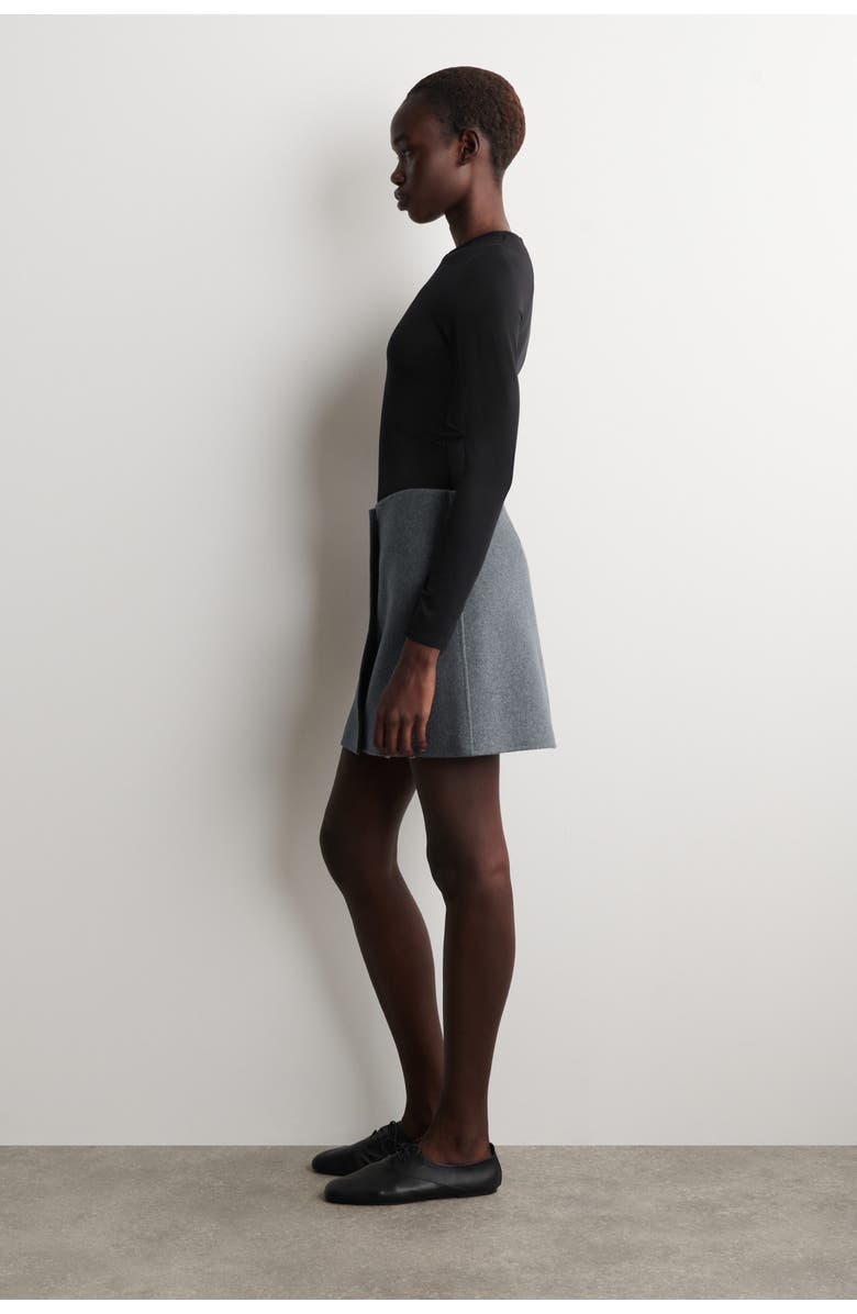 COS Buttoned Double-Faced Wool Mini Skirt, Alternate, color, Gray