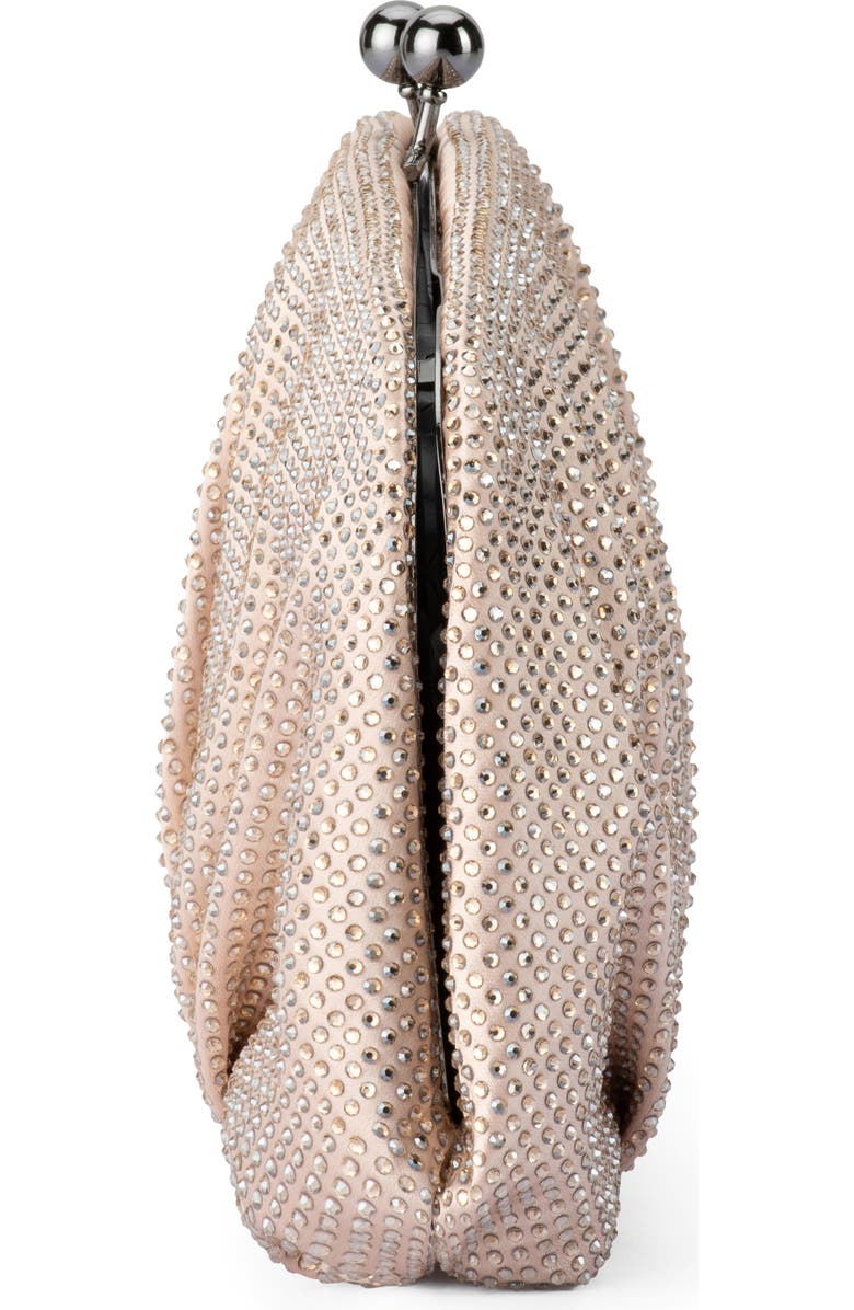 Olga Berg Aria Gathered Satin Frame Clutch, Alternate, color, Natural