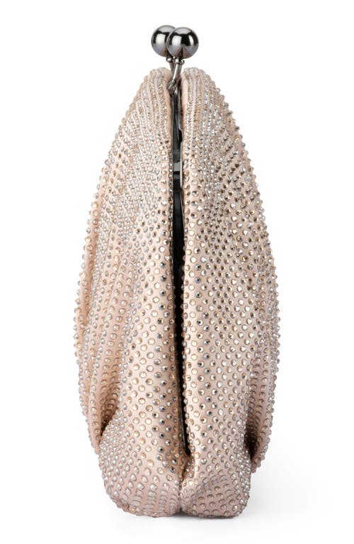Olga Berg Aria Gathered Satin Frame Clutch In Natural