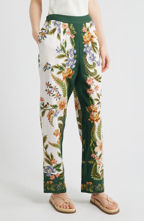 Nature Sands Print Linen Blend Pants
