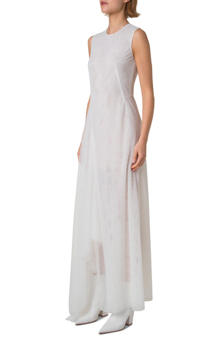 Akris Sleeveless Technical Tulle Gown, Alternate, color, Ecru