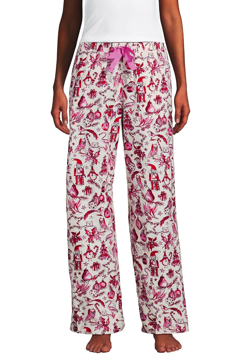 Print Flannel Pajama Pants, Alternate, color, Pink/Red Festive Critters