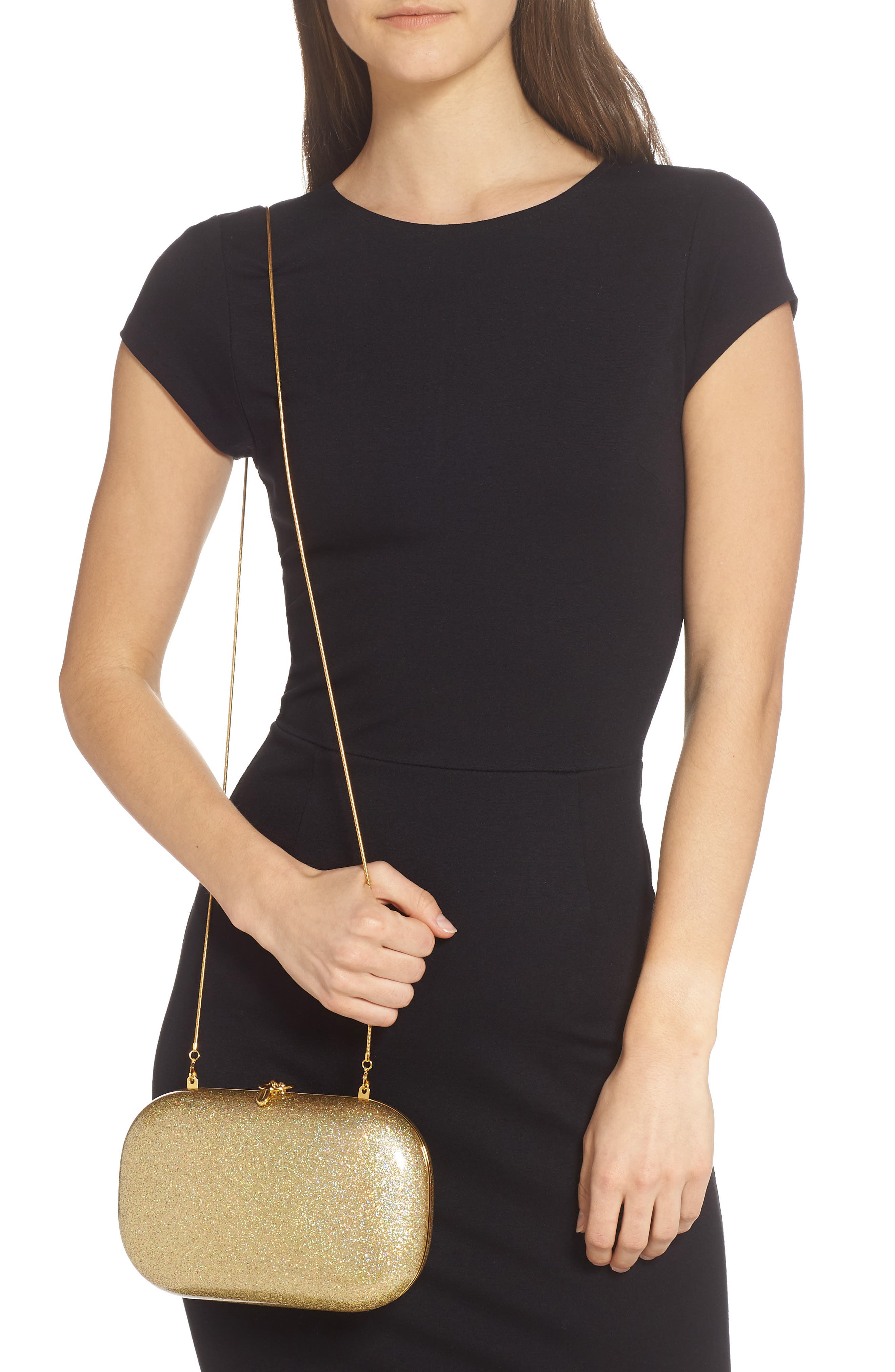 Elina Plus Rainbow Dust Clutch, Alternate, color, GOLD