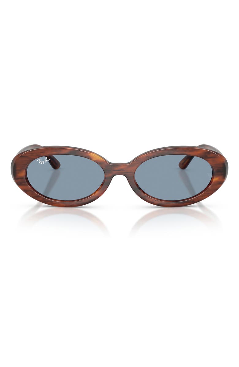 Ray-Ban 54mm Oval Sunglasses, Main, color, Striped Havana / Blue