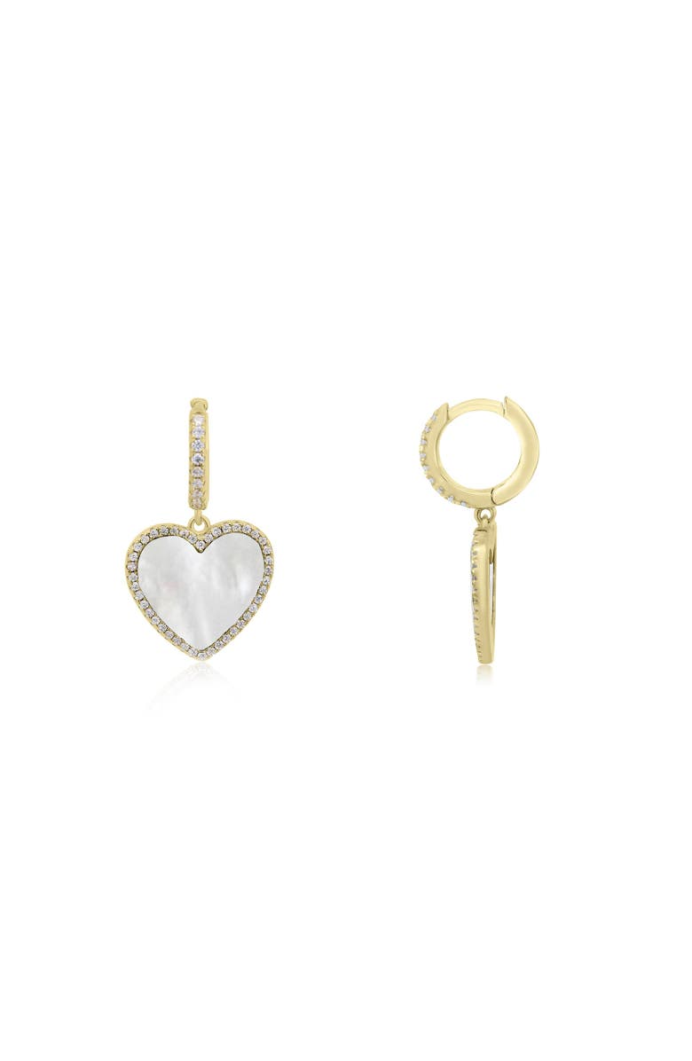 The Lovery Fine Jewelry Large Mother of Pearl CZ Halo Heart Dangle Earrings, Main, color, Mother Of Pearl