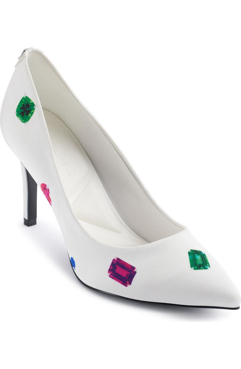 KARL LAGERFELD PARIS Royale Pointed Toe Pump, Main, color, White Multi