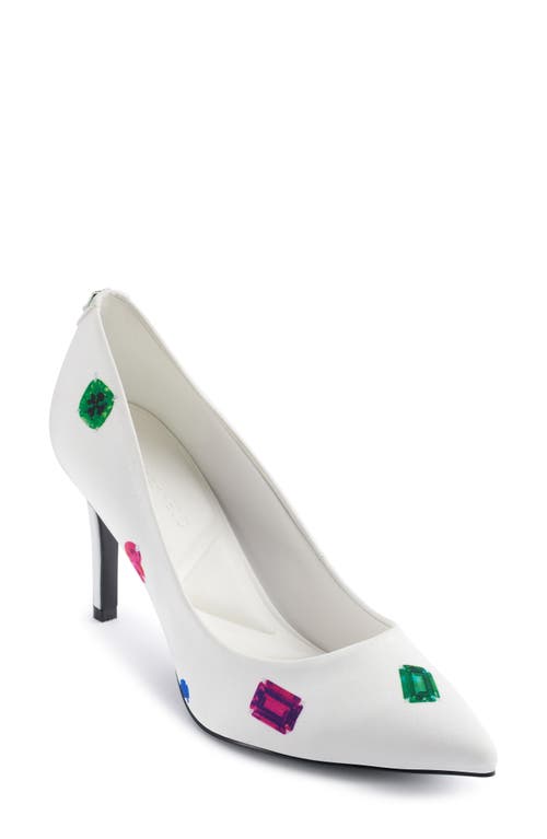 Shop Karl Lagerfeld Royale Pointed Toe Pump In White Multi