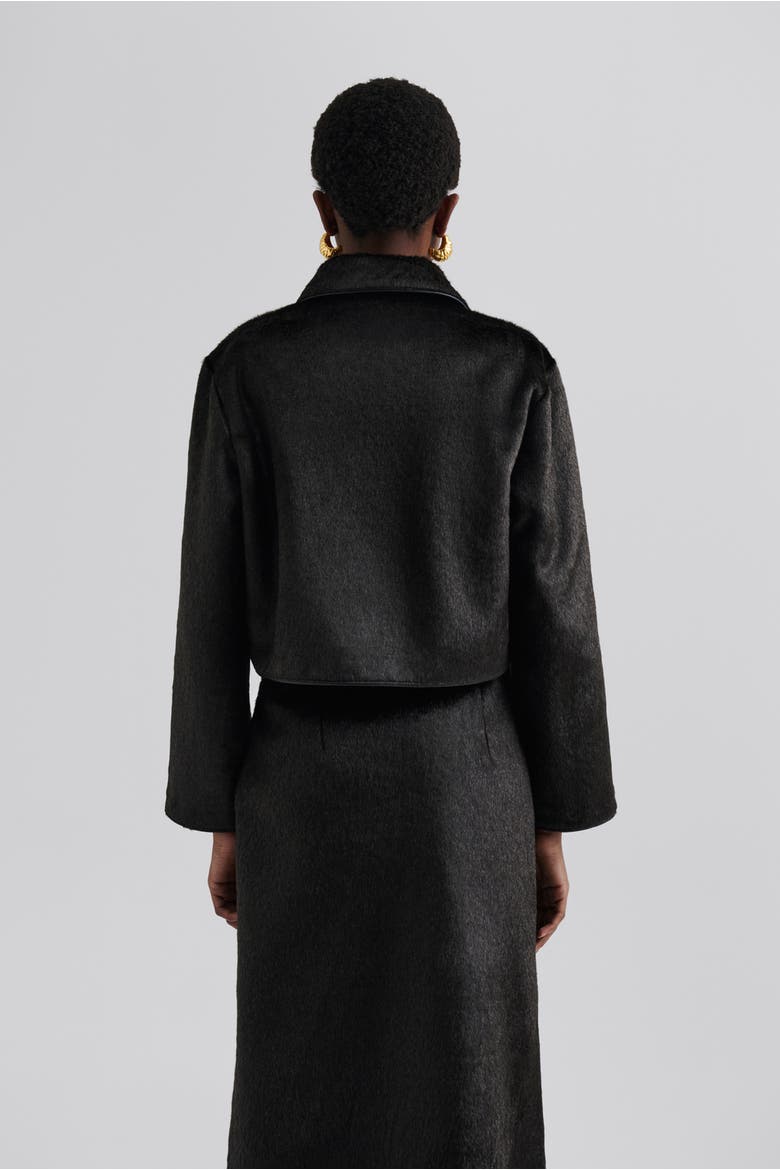 Seressa Faux Pony Hair Boxy Jacket, Alternate, color, Chocolate