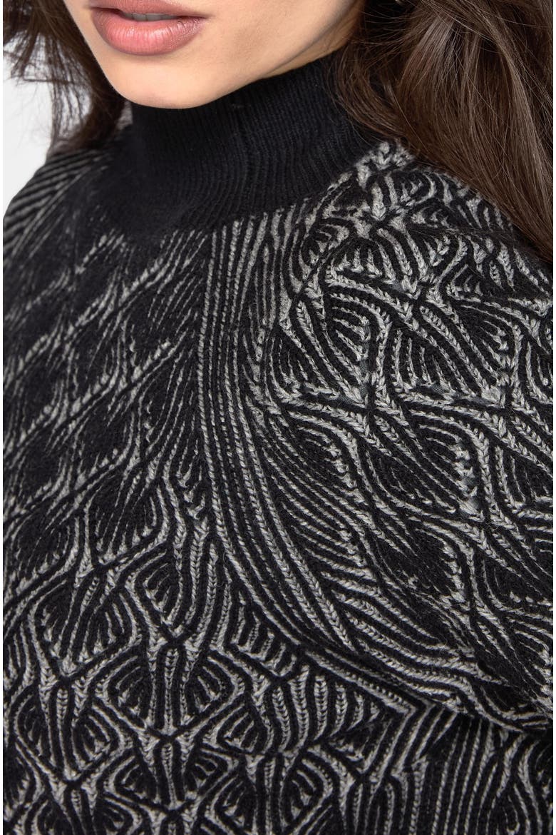 Edna Cotton Ribbed Funnel Neck Jumper, Alternate, color, Black