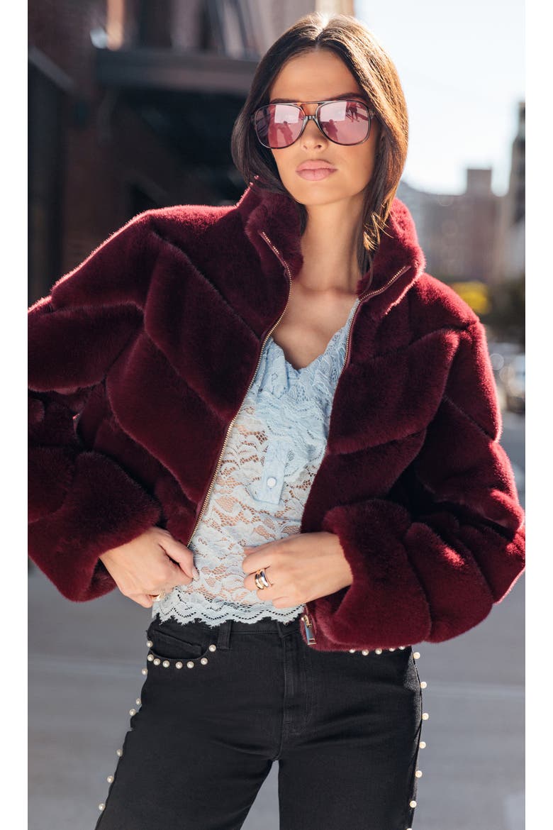 Brianna Faux Fur Jacket, Alternate, color, Red