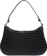 BCBG Croc Embossed Curved Baguette Bag
