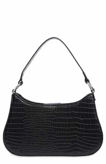 Croc Embossed Curved Baguette Bag