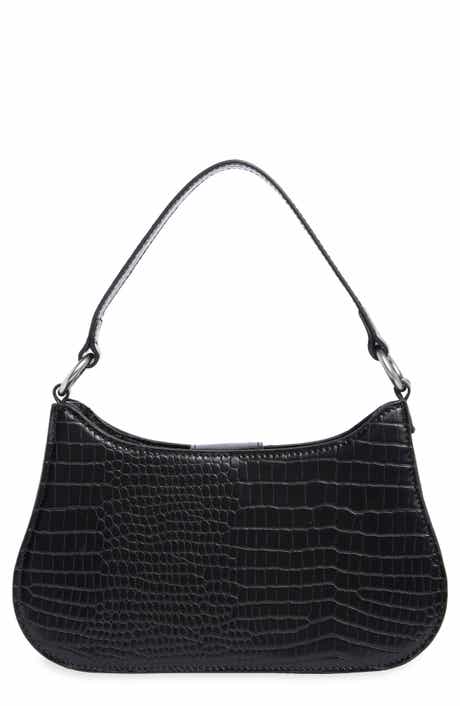 Croc Embossed Curved Baguette Bag