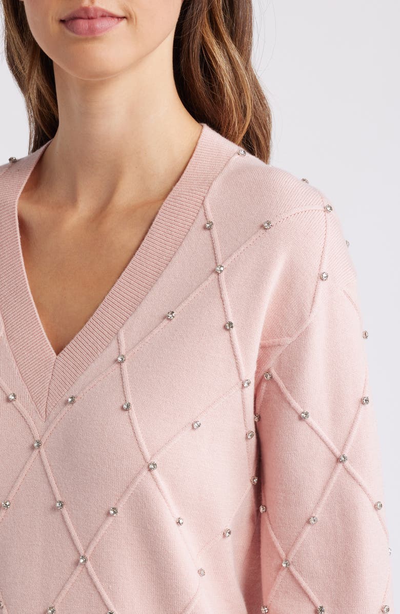 Anne Klein Crystal Pattern Tunic Sweater, Alternate, color, 