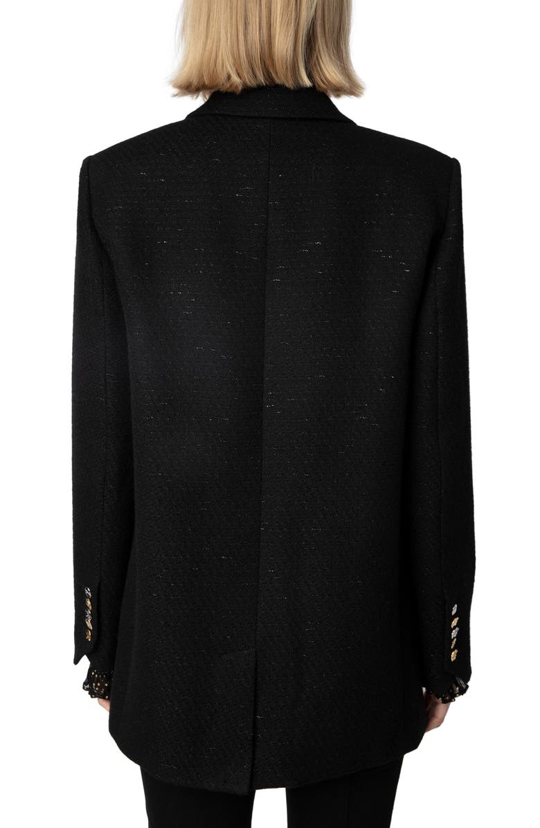 Zadig & Voltaire Vicka Metallic Wool Blend Tweed Jacket, Alternate, color, 